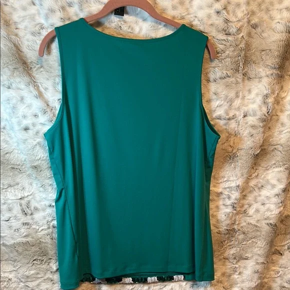 Bob Mackie Green Sequin Tank Top XL - Picture 2 of 6